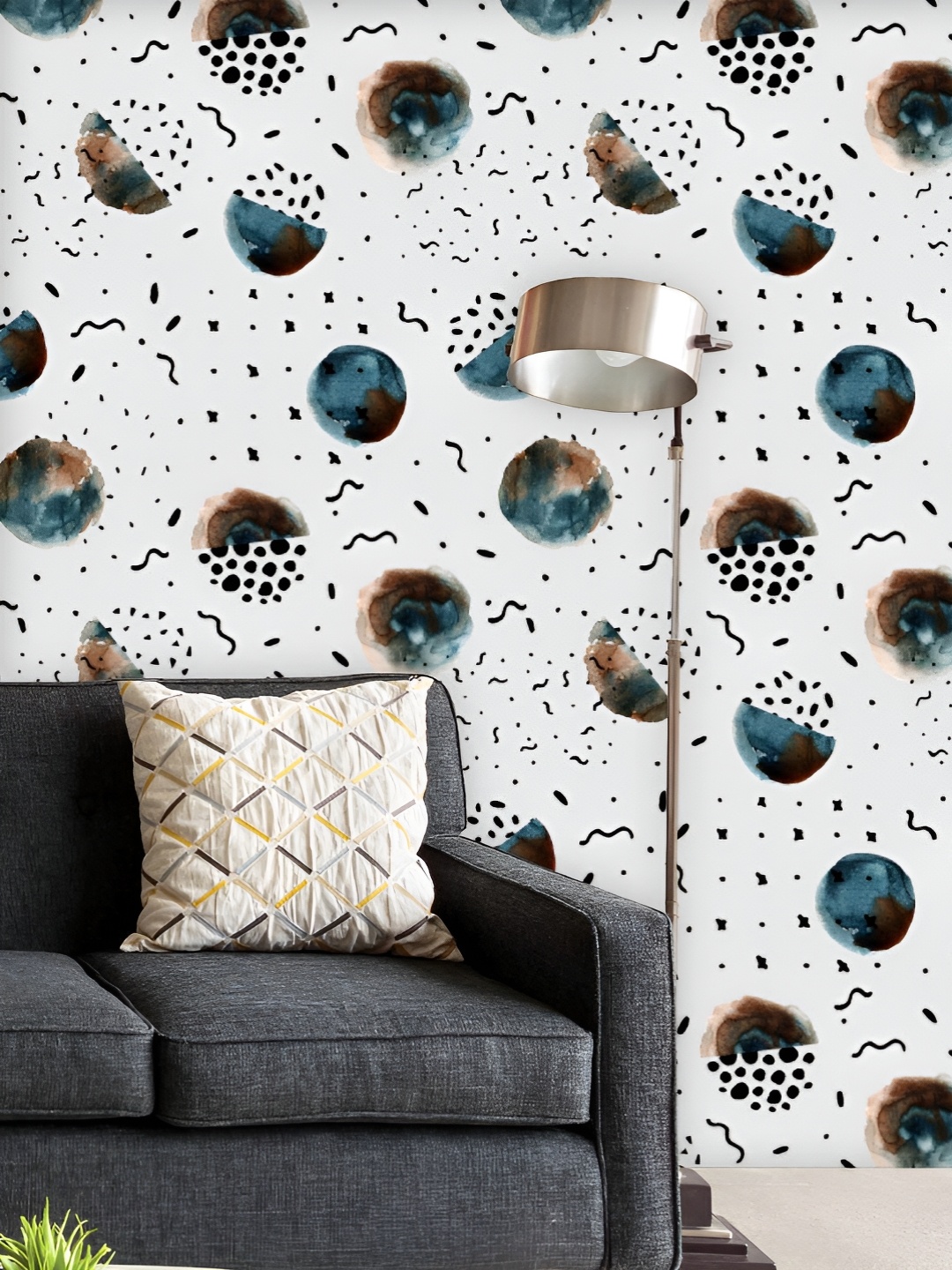 

ArtzFolio Printed UV-Resistant Anti-Bacterial Watercolor Doodled Circles Peel & Stick Wallpaper, Multi