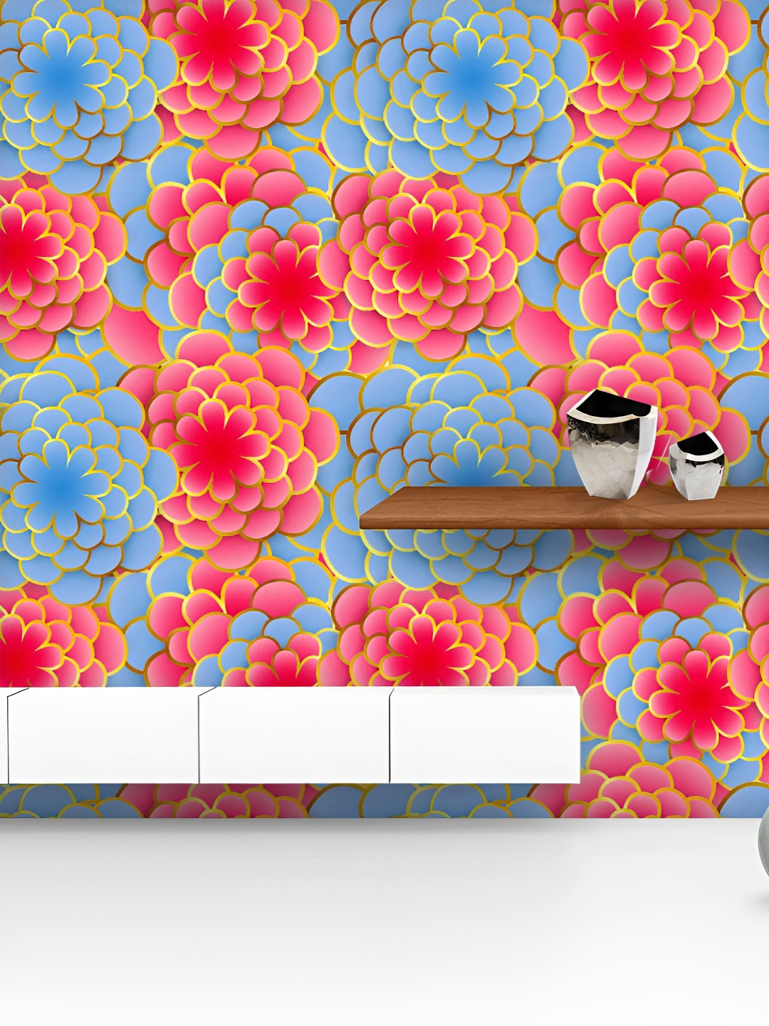 

ArtzFolio Printed UV-Resistant Anti-Bacterial Colorful D Flowers Peel & Stick Wallpaper, Multi