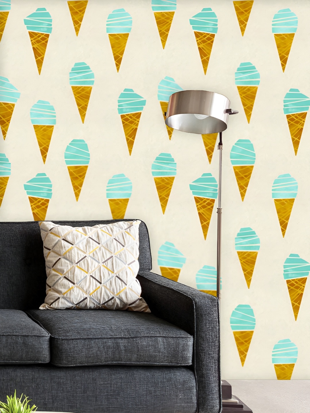 

ArtzFolio Printed UV-Resistant Anti-Bacterial Watercolor Ice Cream Cone Peel & Stick Wallpaper, Multi