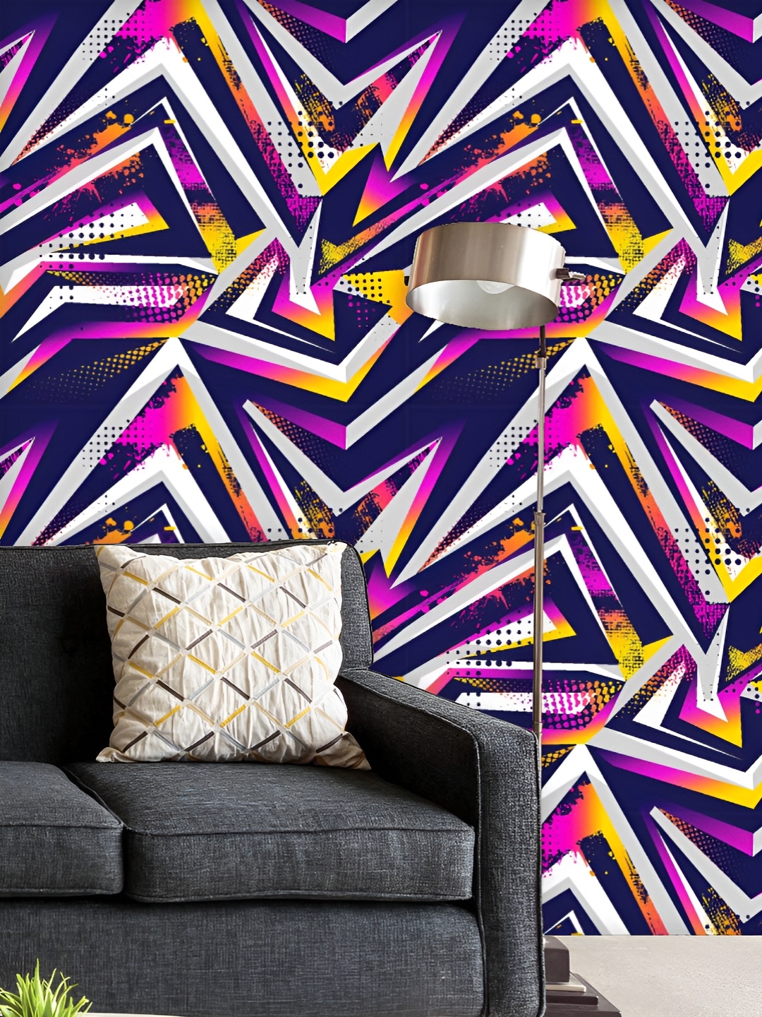 

ArtzFolio Printed UV-Resistant Anti-Bacterial Abstract Geometric Lines Peel & Stick Wallpaper, Multi