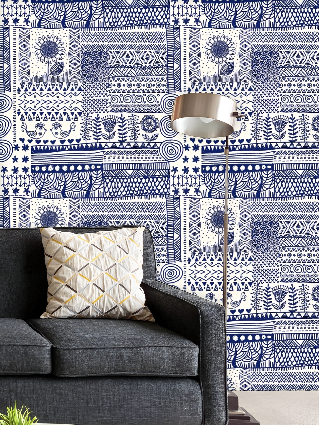 

ArtzFolio Blue & White Printed UV Resistant Wallpaper