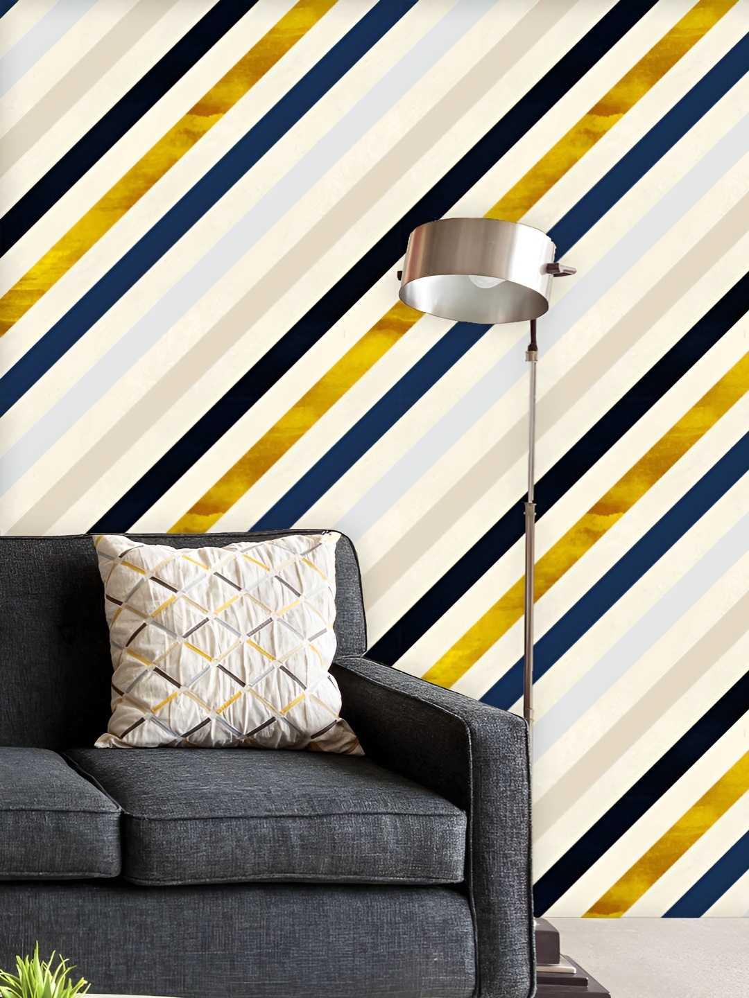 

ArtzFolio Printed UV-Resistant Anti-Bacterial Diagonal Lines Pattern Peel & Stick Wallpaper, Multi