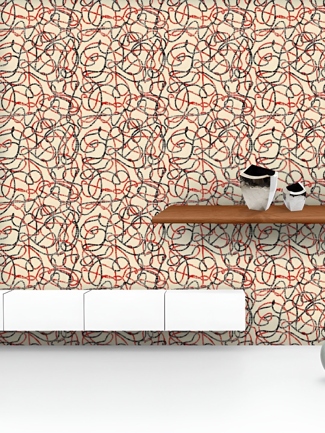 

ArtzFolio Printed UV-Resistant Anti-Bacterial Hand-Drawn Tangled Lines Peel & Stick Wallpaper, Multi