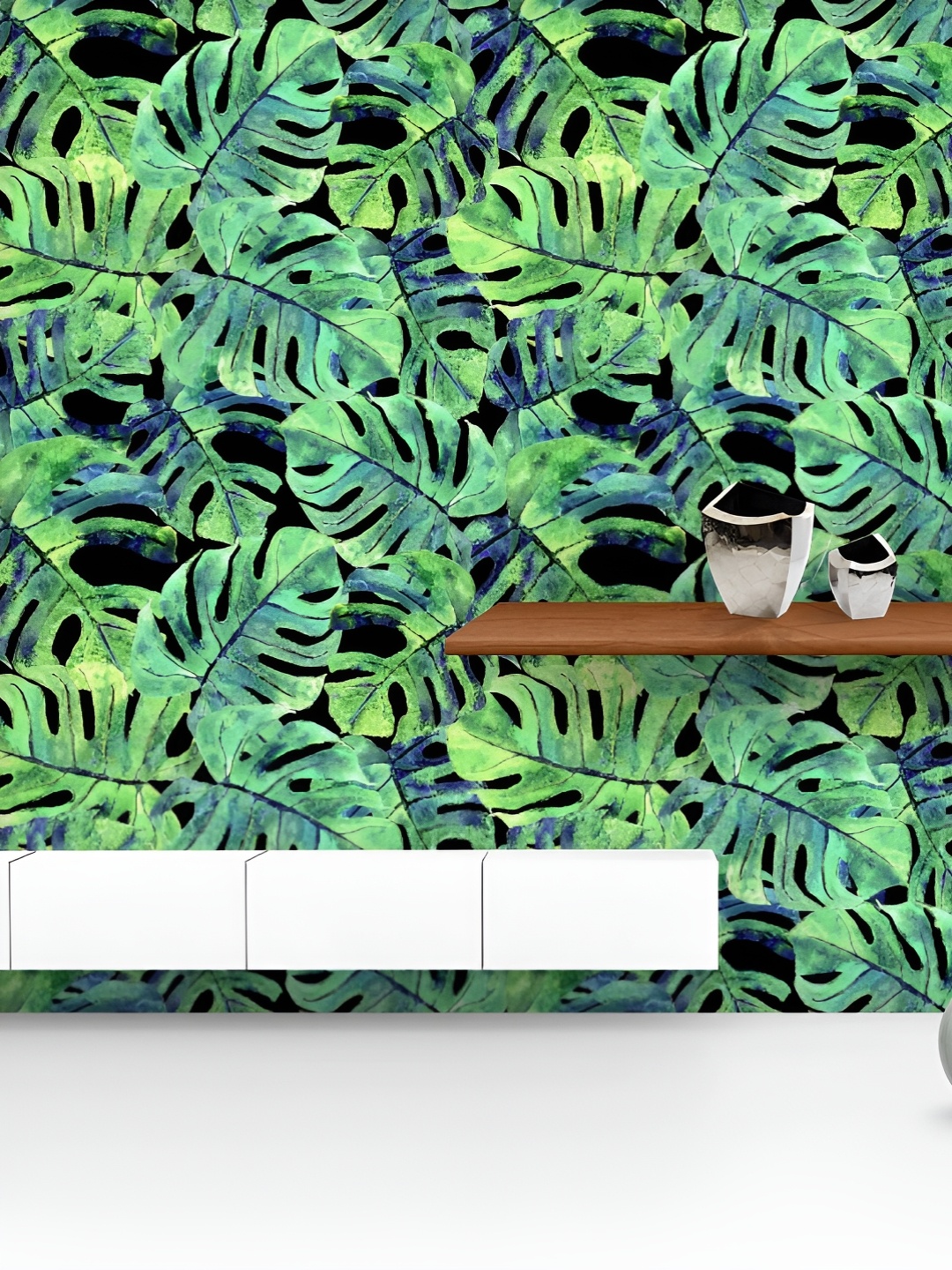 

ArtzFolio Printed UV-Resistant Anti-Bacterial Watercolor Monstera Exotic Leaves Peel & Stick Wallpaper, Multi