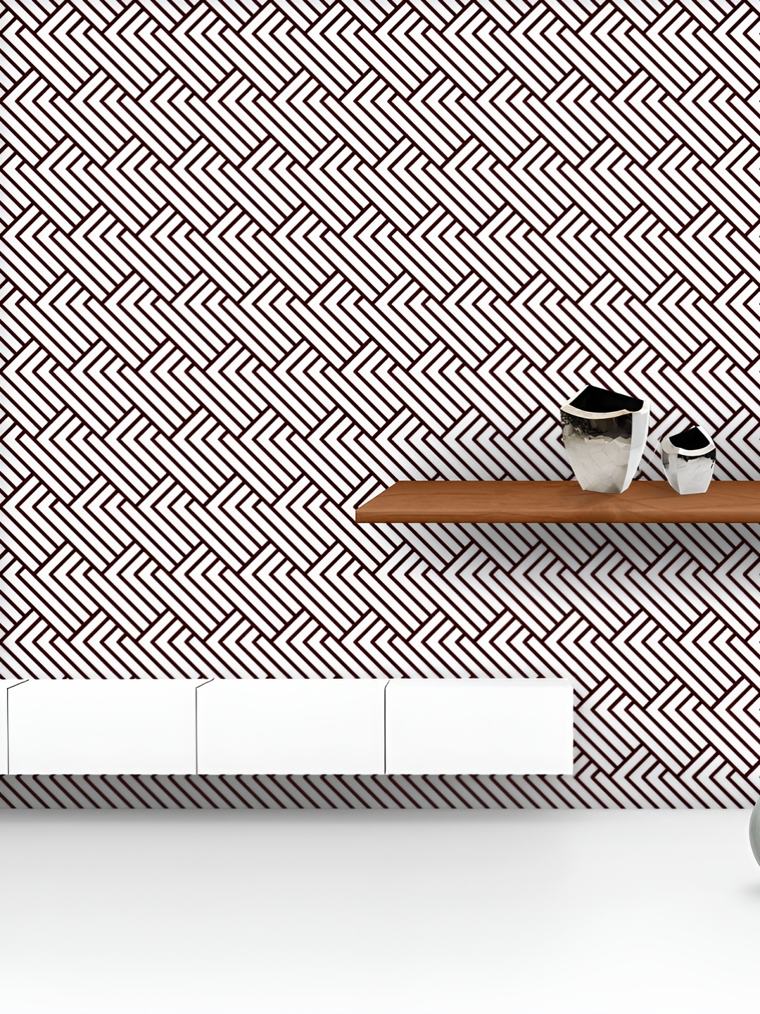 

ArtzFolio Printed UV-Resistant Anti-Bacterial Monochrome Abstract Stripes Peel & Stick Wallpaper, Multi