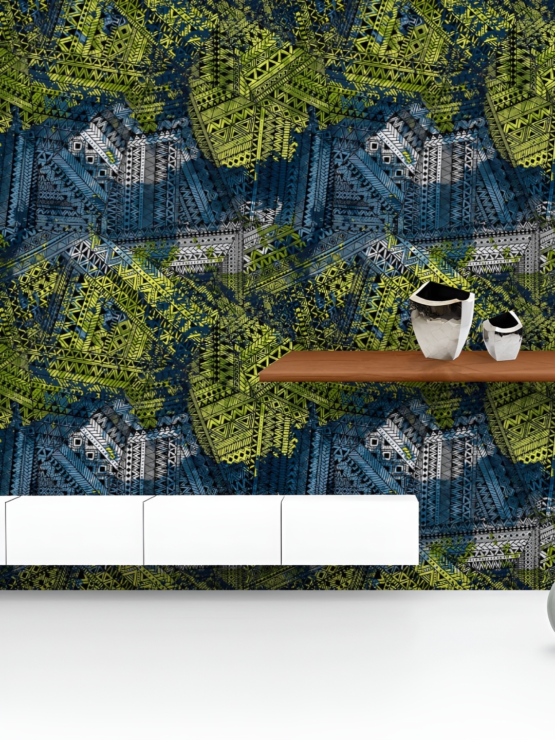 

ArtzFolio Printed UV-Resistant Anti-Bacterial Tribal Watercolor Motif Style Peel & Stick Wallpaper, Multi