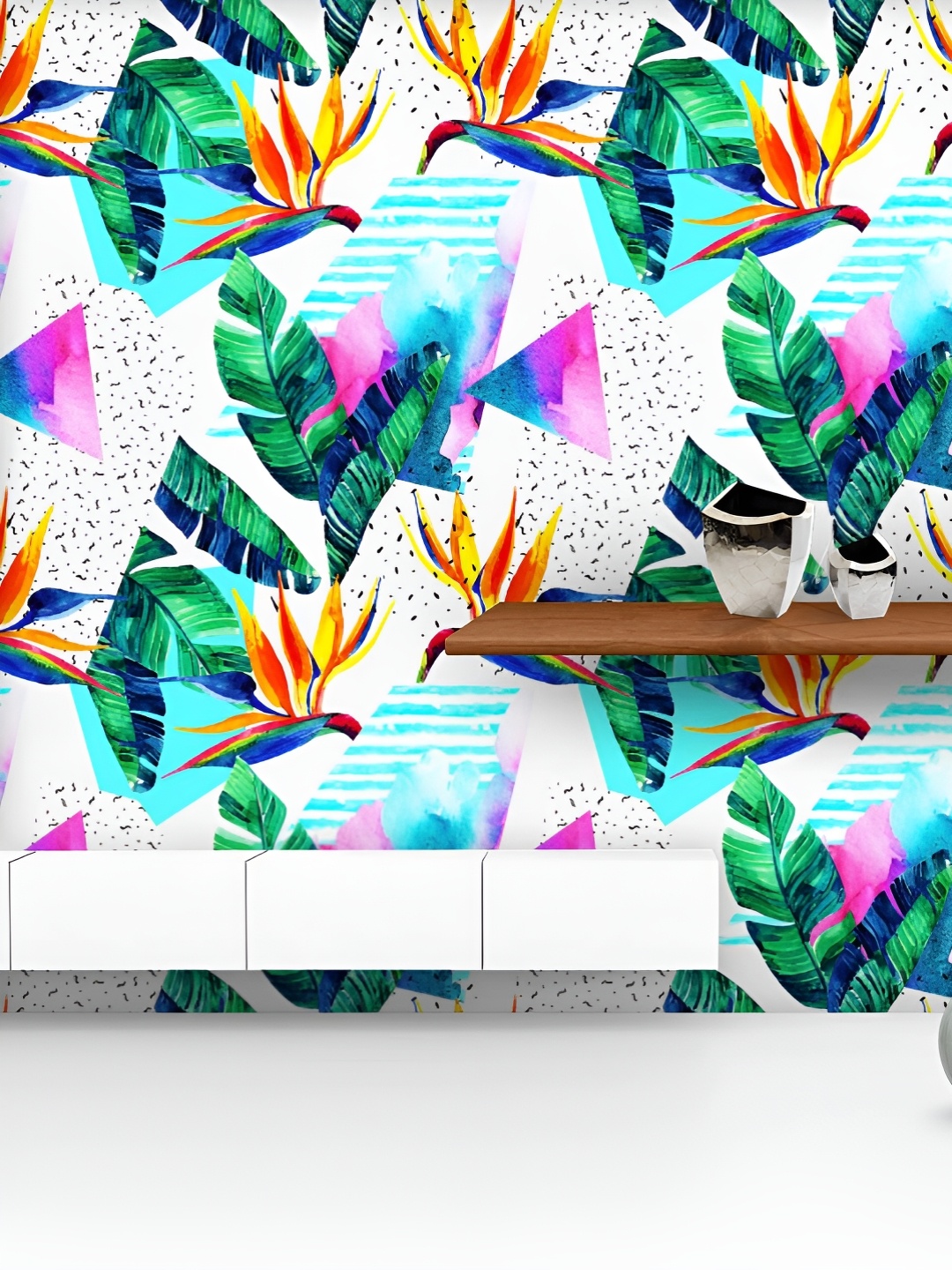 

ArtzFolio Printed UV-Resistant Anti-Bacterial Summer Tropical Minimal Art Peel & Stick Wallpaper, Multi