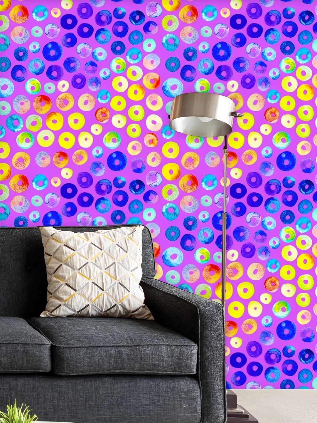 

ArtzFolio Printed UV-Resistant Anti-Bacterial Colorful Circles Peel & Stick Wallpaper, Multi