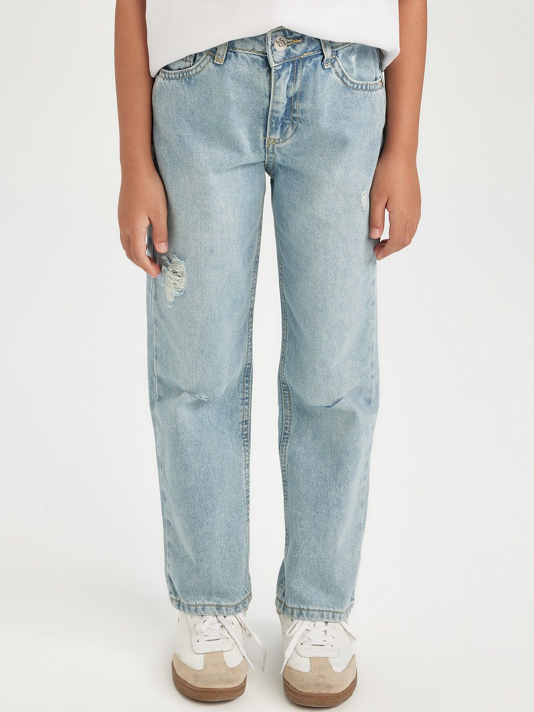 

DeFacto Girls Pure Cotton Mid-Rise Trousers, Na