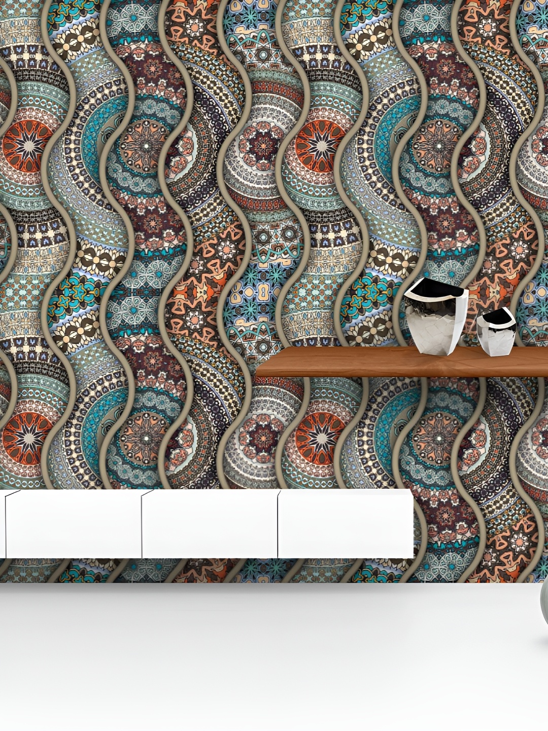 

ArtzFolio Printed UV-Resistant Anti-Bacterial Vintage Floral Mandala Peel & Stick Wallpaper, Multi