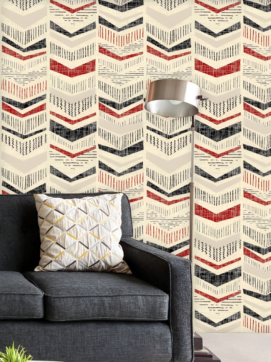 

ArtzFolio Printed UV-Resistant Anti-Bacterial Abstract Chevron Pattern Peel & Stick Wallpaper, Multi