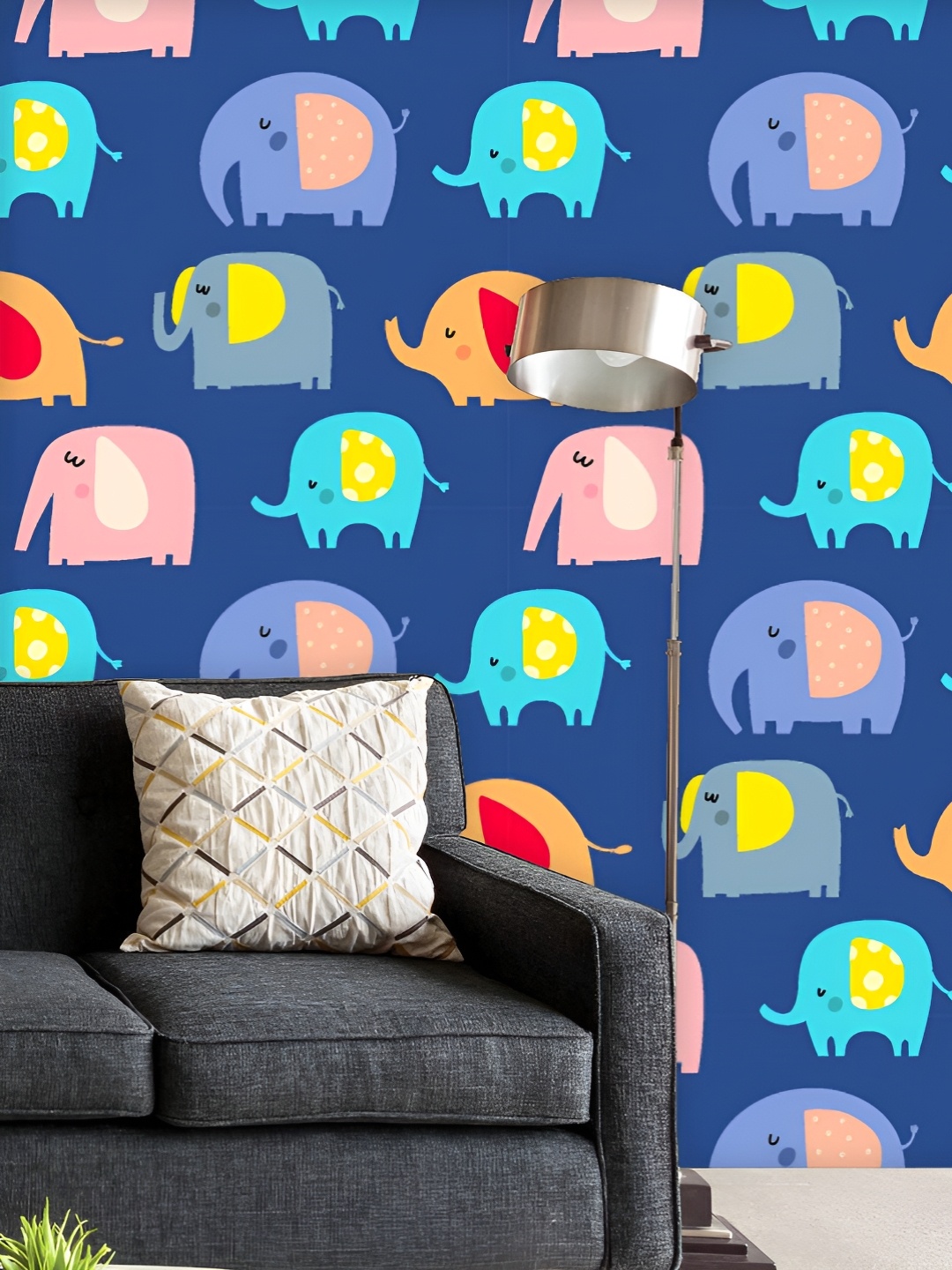 

ArtzFolio Printed UV-Resistant Anti-Bacterial Colorful Baby Elephants Peel & Stick Wallpaper, Multi