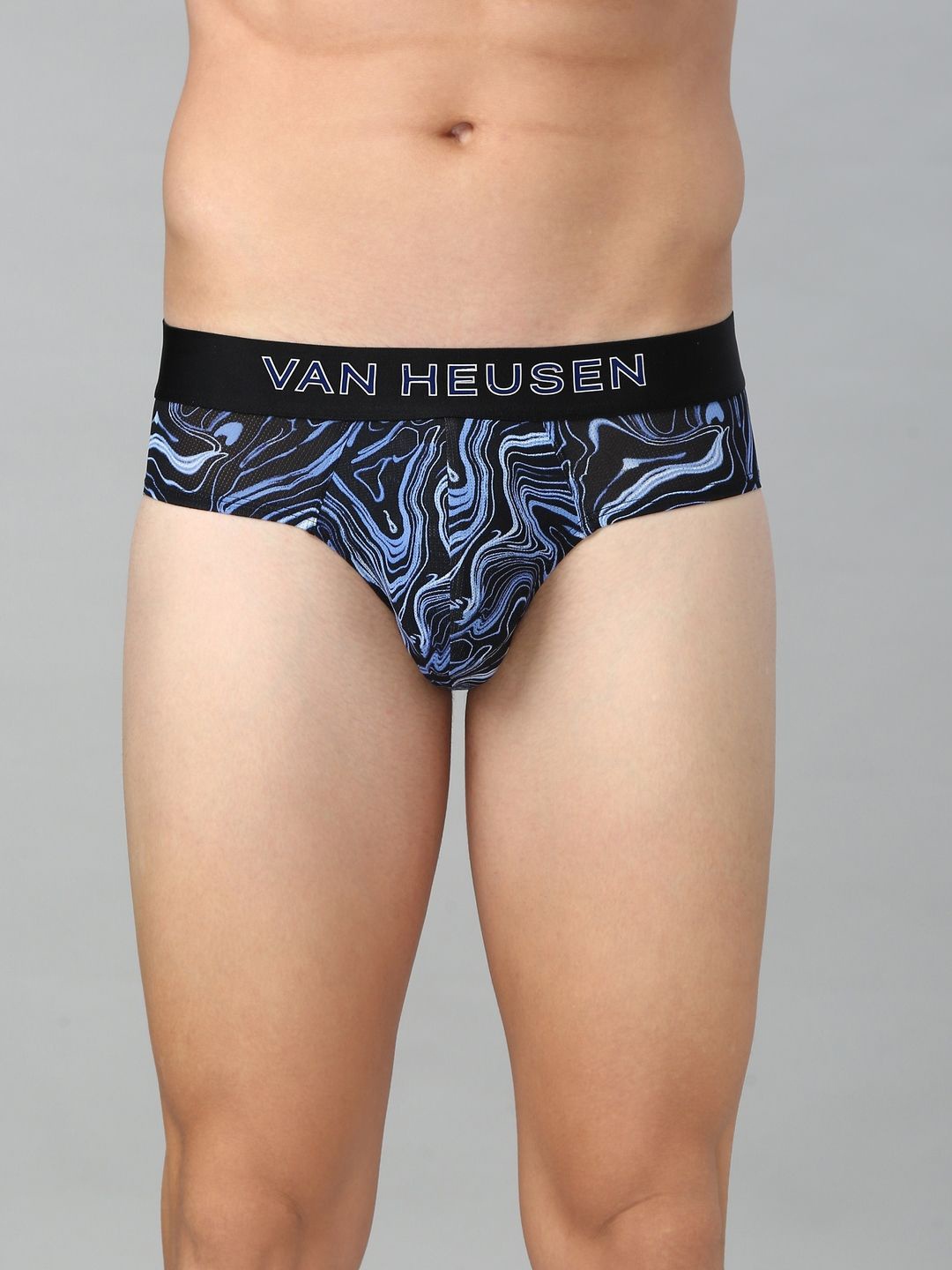 

Van Heusen Men Allover Print Swift Dry Flexi Stretch AIR Series Active Brief, Blue