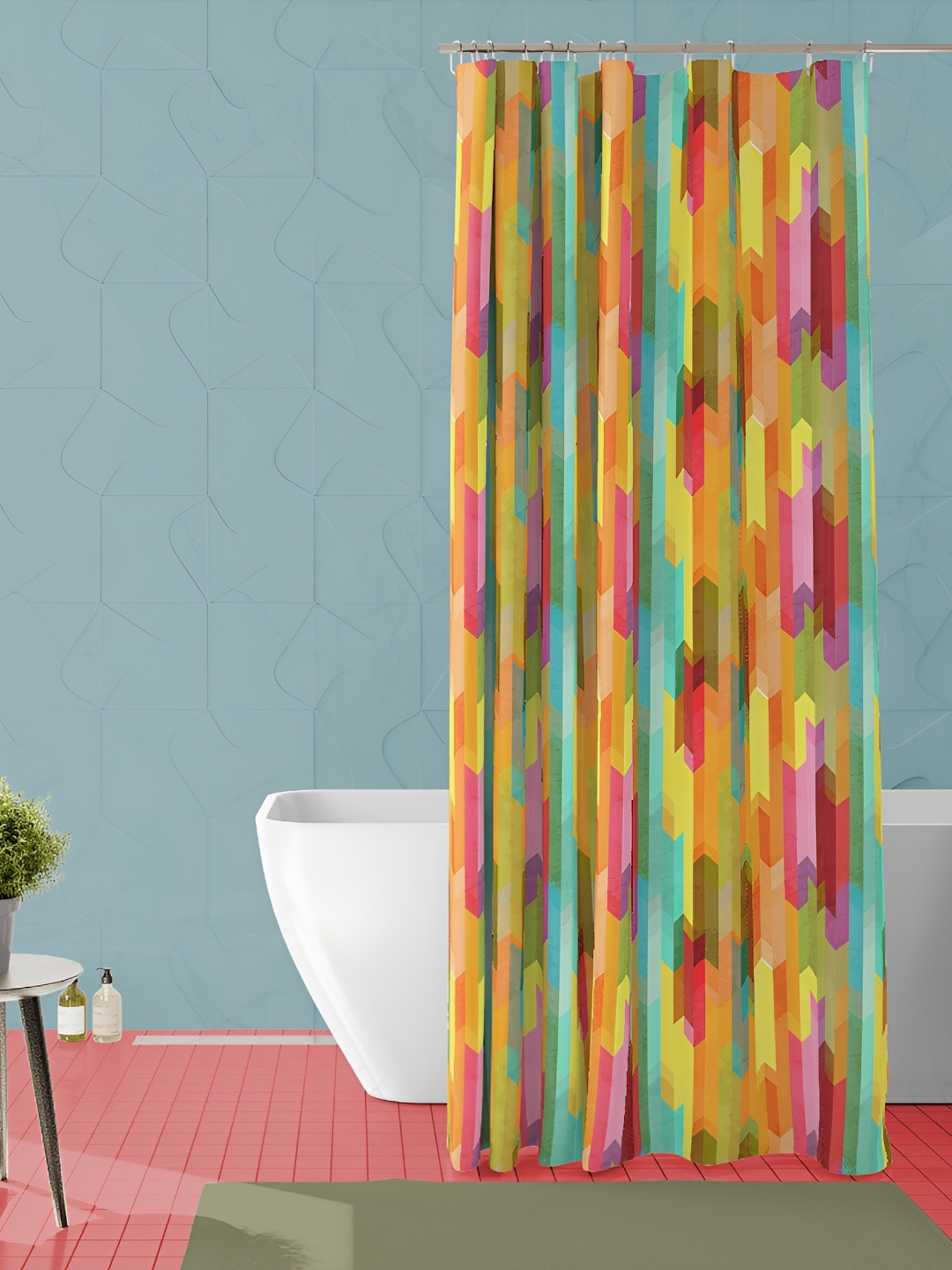

ArtzFolio Yellow & Pink Abstract Printed Waterproof Shower Curtain