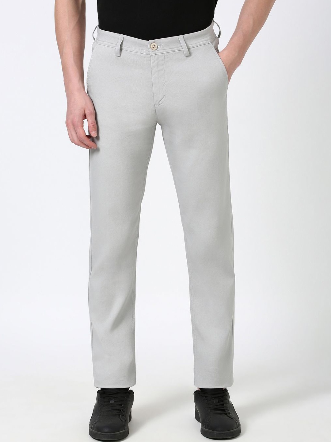 

Peter England Casuals Men Slim Fit Formal Trousers, Off white