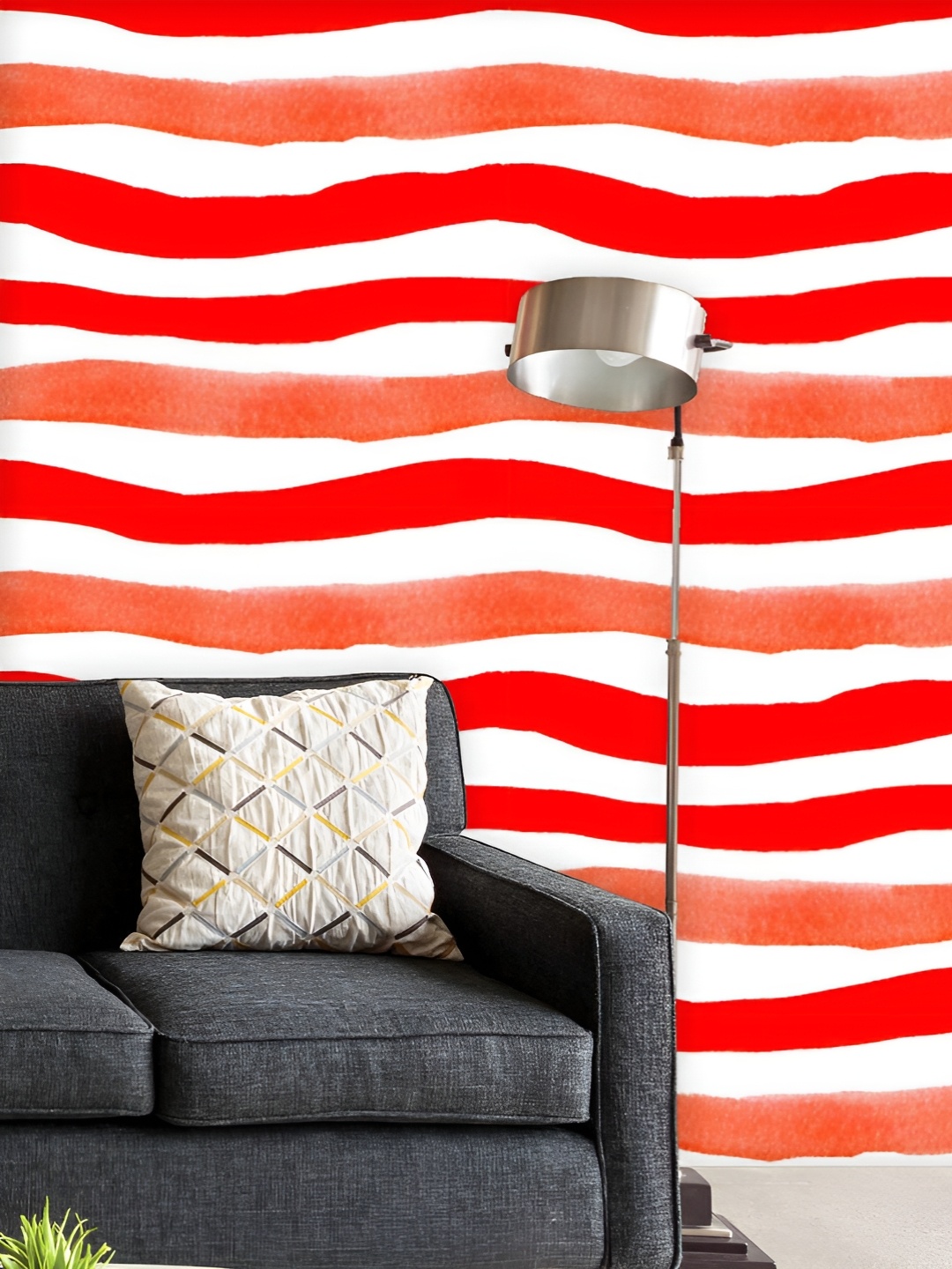 

ArtzFolio Printed UV-Resistant Anti-Bacterial Red Stripes Peel & Stick Wallpaper, Multi