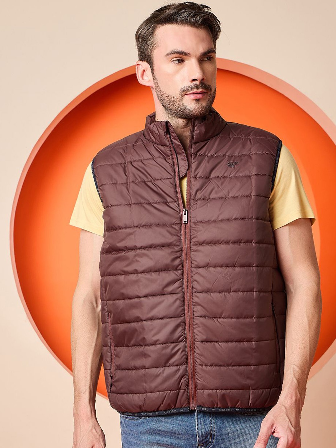 Club York Men Lightweight Quilted Jacket, Maroon