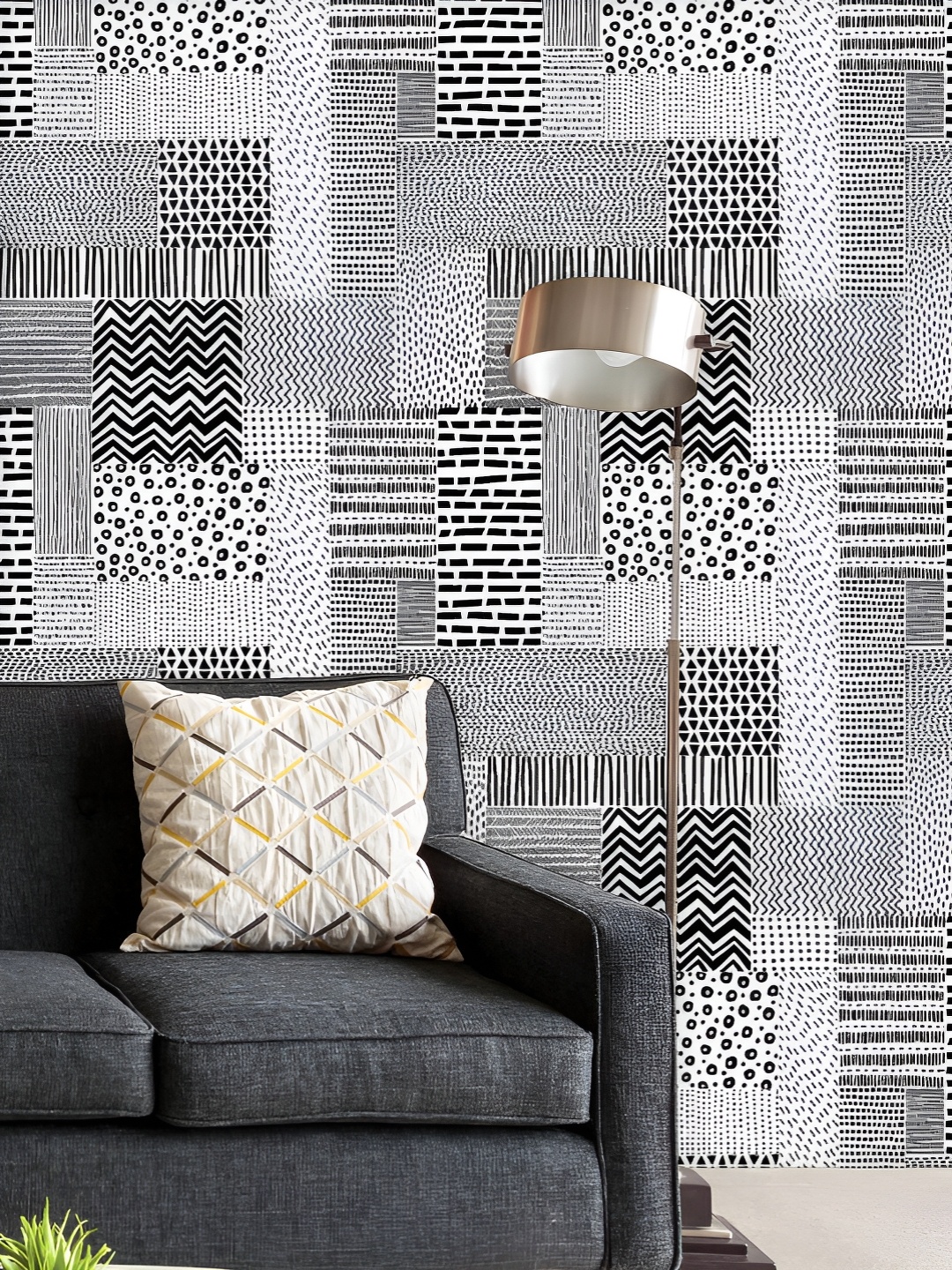 

ArtzFolio Printed UV-Resistant Anti-Bacterial Black & White Pattern Peel & Stick Wallpaper, Multi