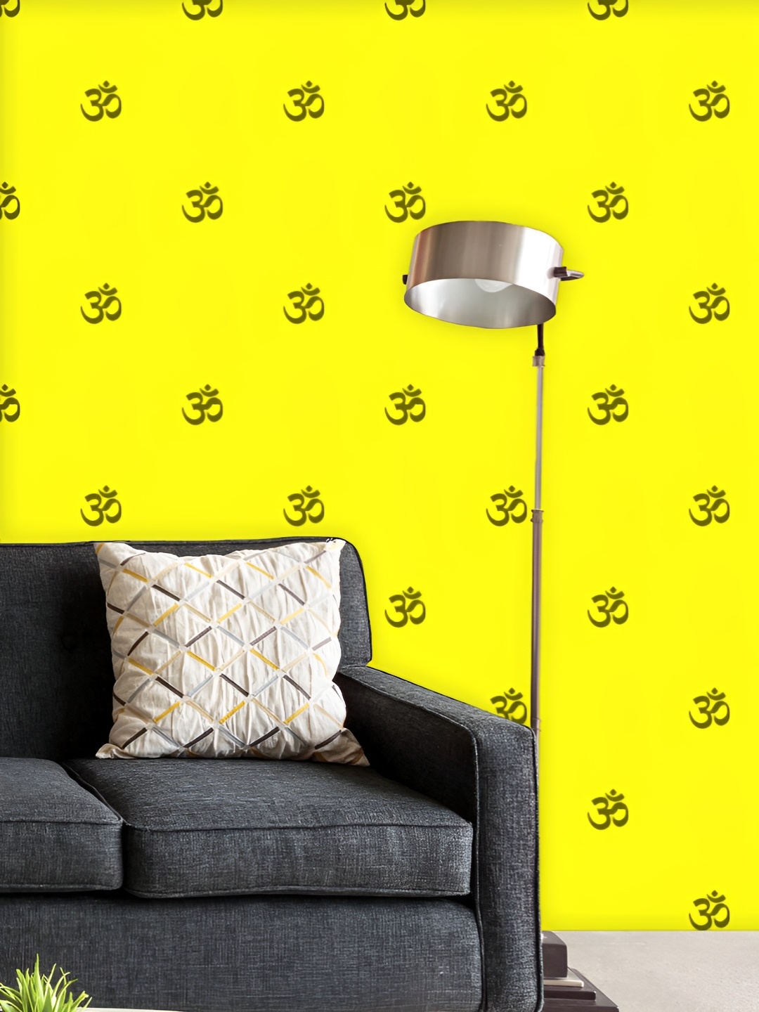 

ArtzFolio Printed UV-Resistant Anti-Bacterial Om Signs On Yellow Peel & Stick Wallpaper, Multi