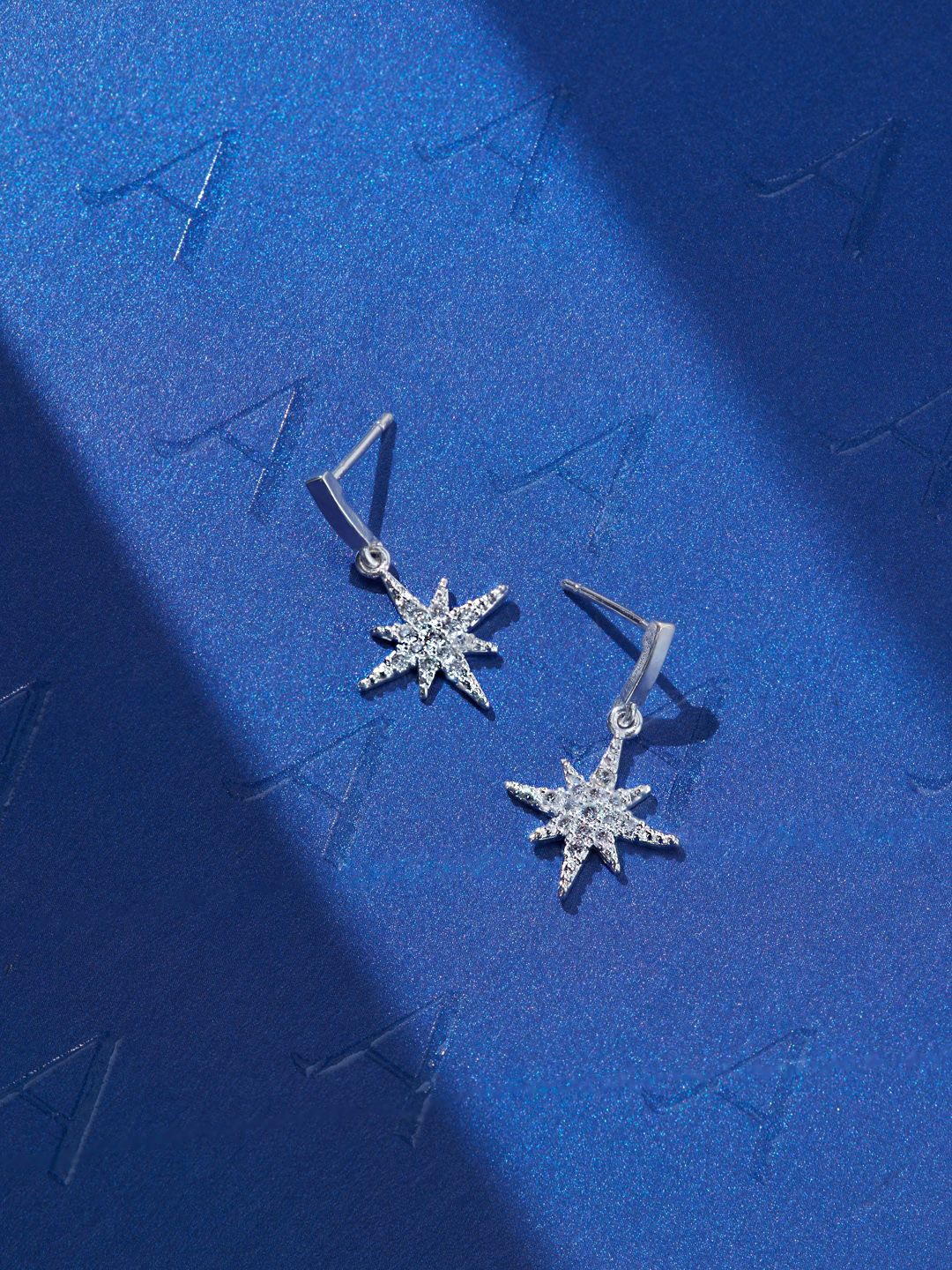 

Accessorize Silver-Plated CZ Studded Star Shaped Drop Earrings