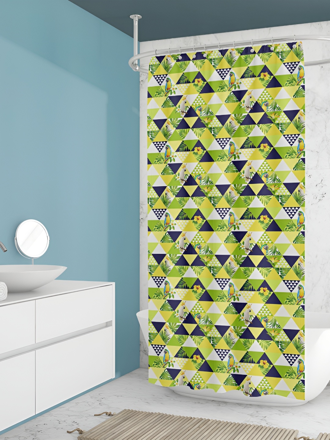 

ArtzFolio Yellow & Green Printed Waterproof Shower Curtain