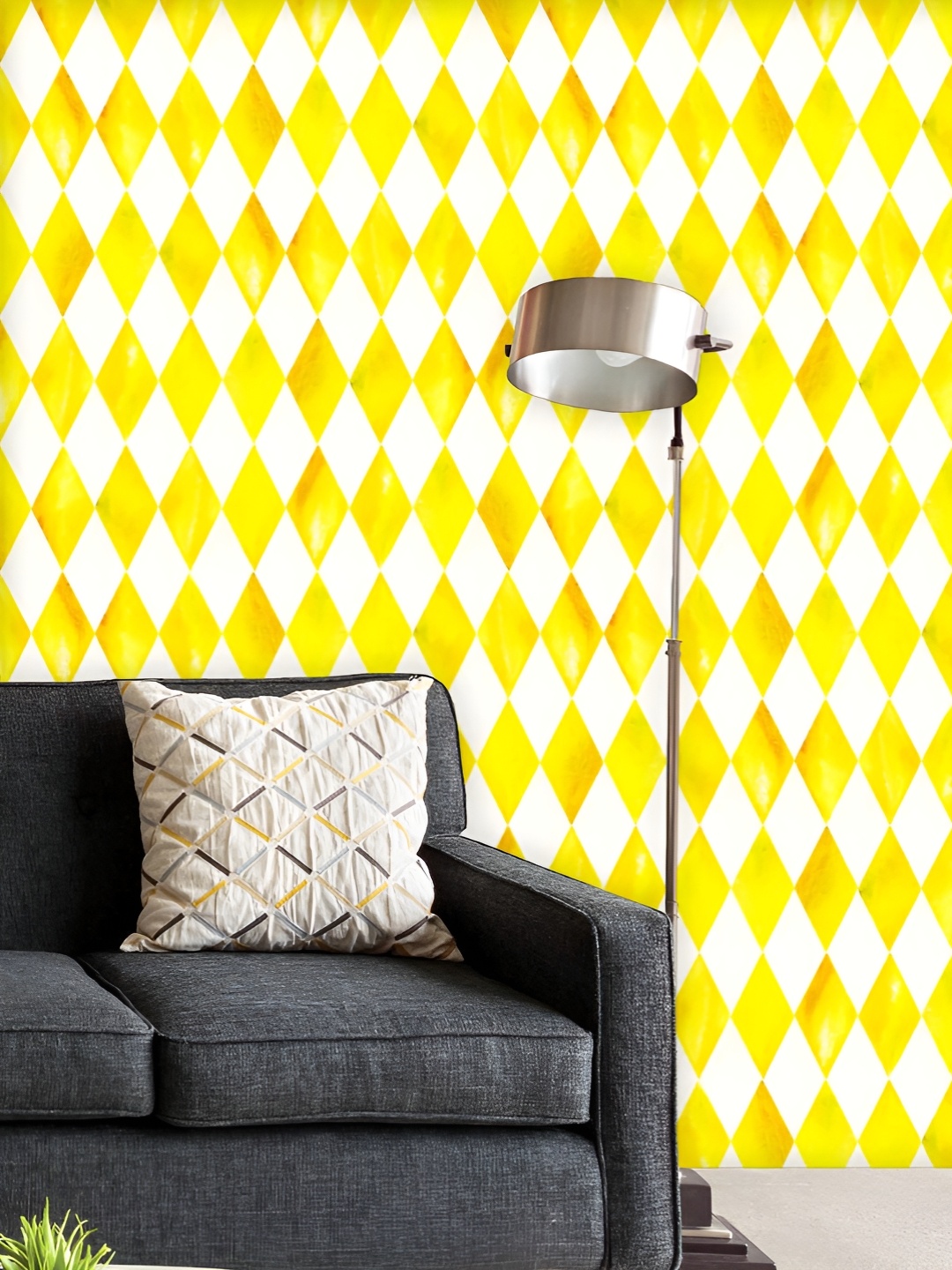 

ArtzFolio Printed UV-Resistant Anti-Bacterial Yellow Geometric Pattern Peel & Stick Wallpaper, Multi