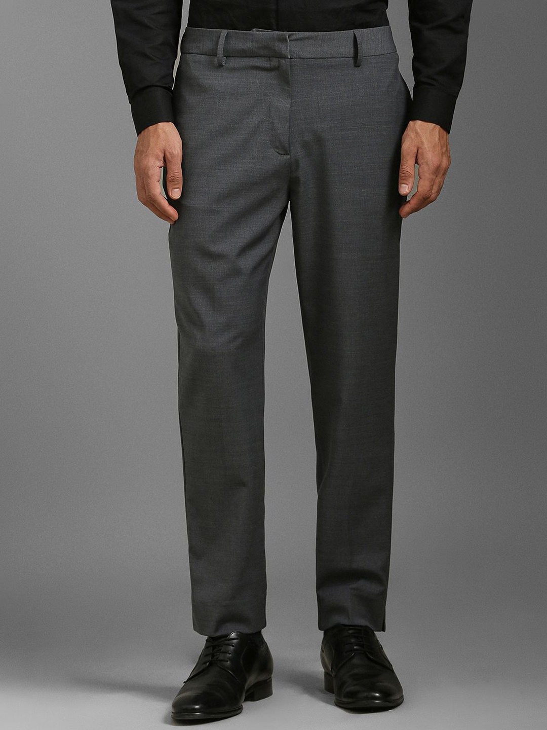 

Louis Philippe Men Slim Fit Mid-Rise Formal Trousers, Grey