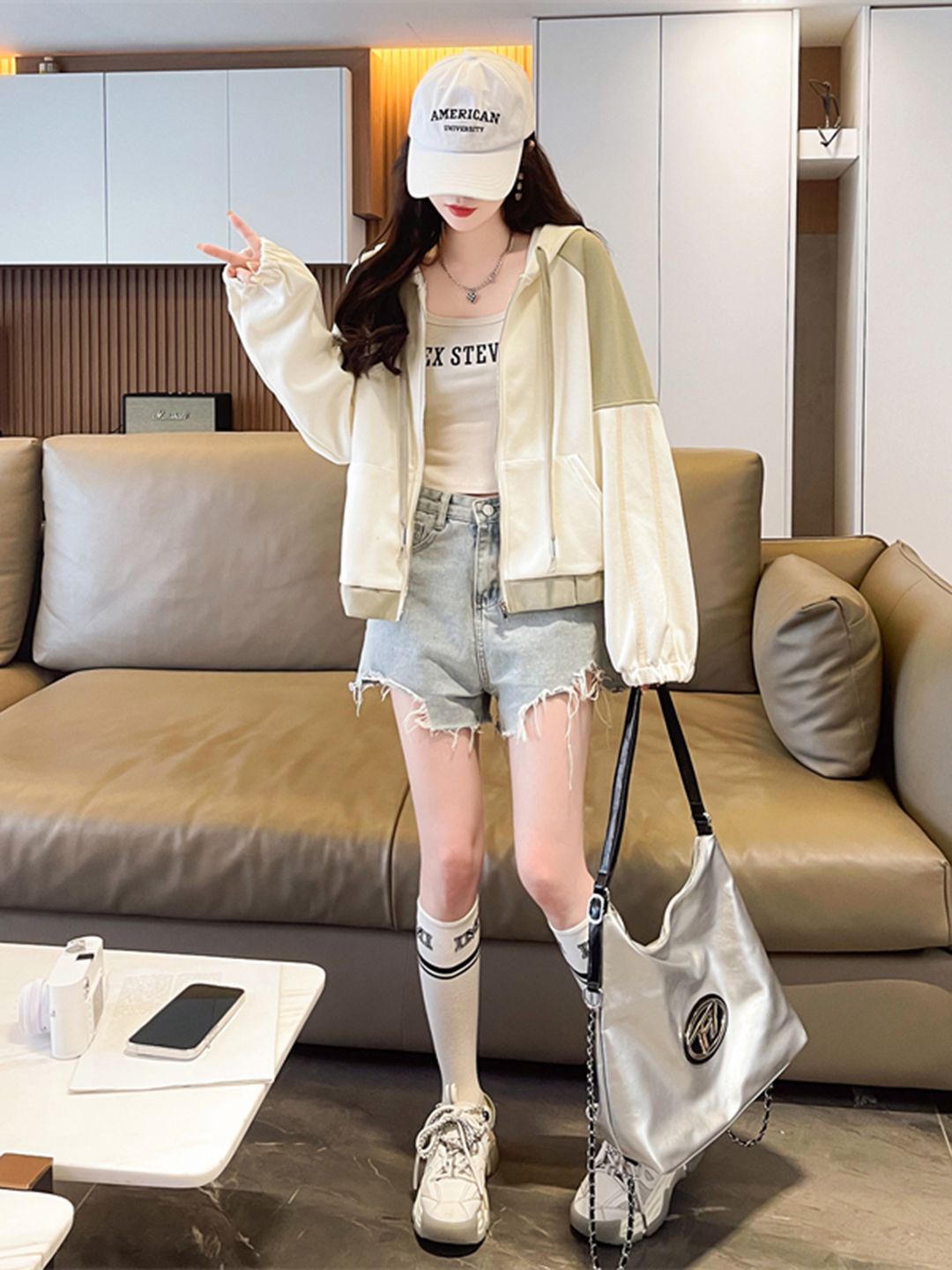 

JC Mode Women Cotton Hooded Sweatshirt, Beige