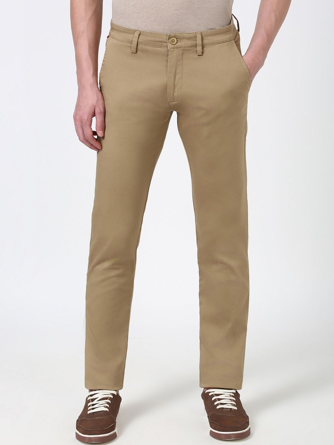 

Peter England Casuals Men Skinny Fit Trouser, Khaki