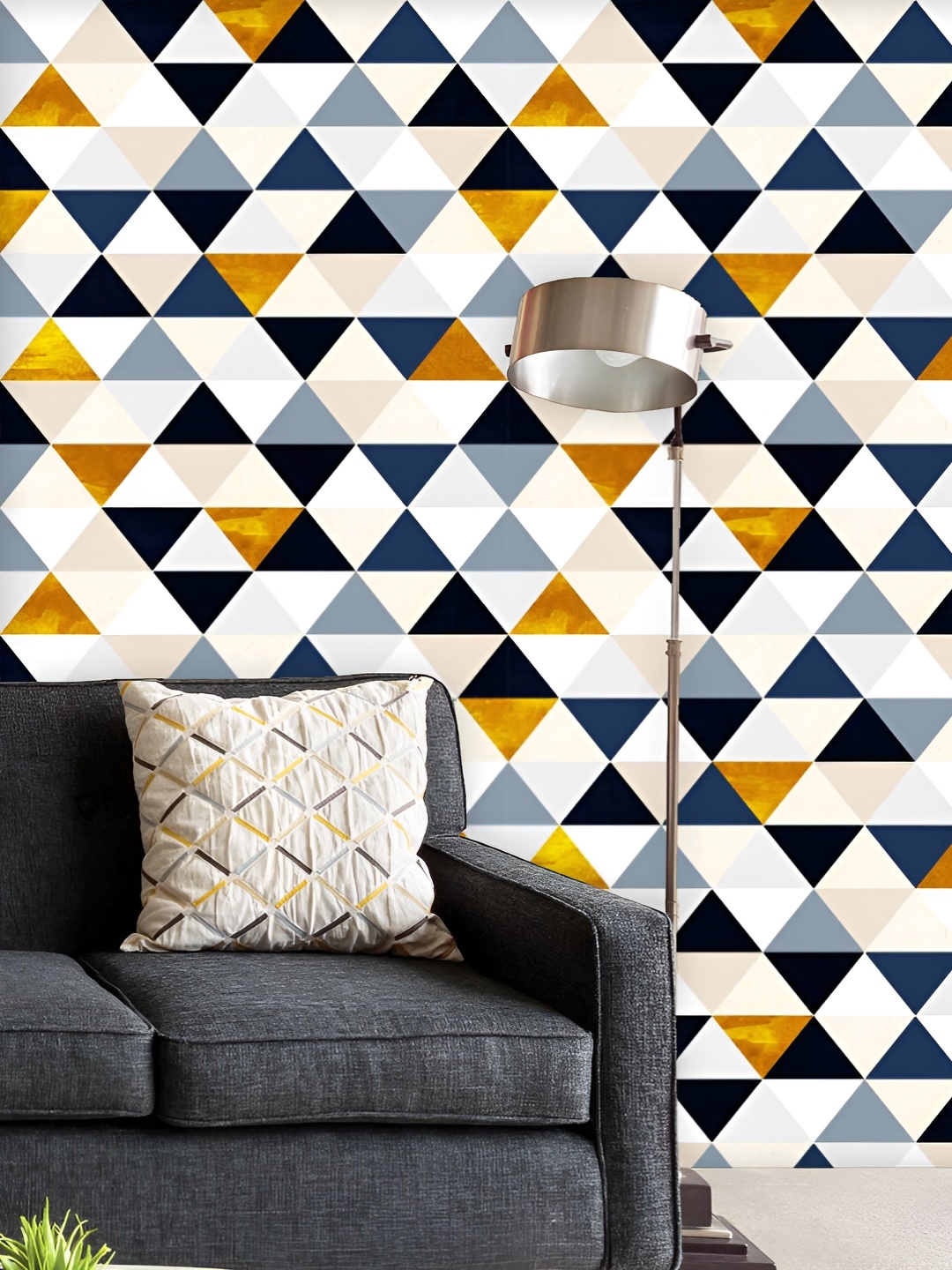 

ArtzFolio Printed UV-Resistant Anti-Bacterial Dark Triangles Peel & Stick Wallpaper, Multi