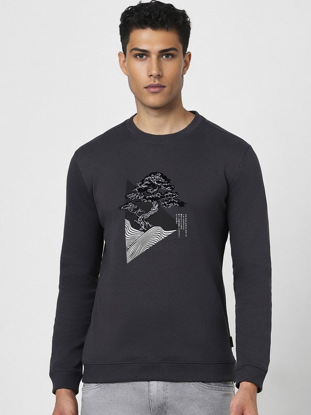 

VAN HEUSEN DENIM LABS Men Printed Long Sleeves Round Neck Casual Sweatshirt, Charcoal