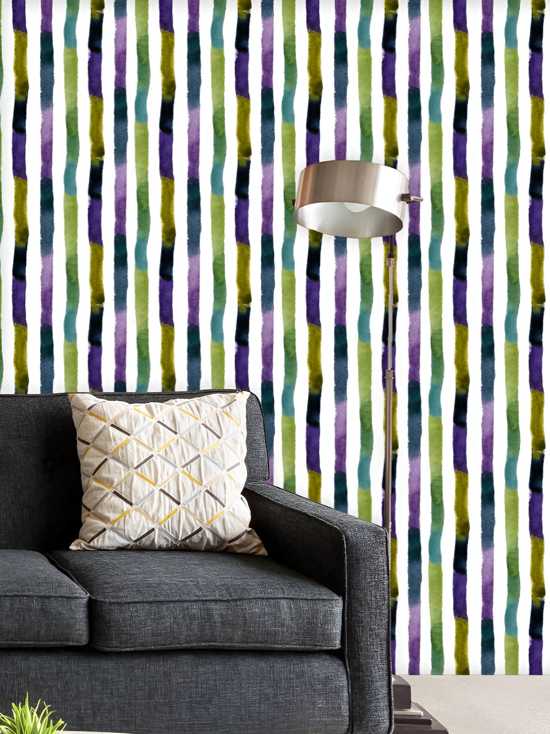 

ArtzFolio Printed UV-Resistant Anti-Bacterial Abstract Colorful Stripes Peel & Stick Wallpaper, Multi