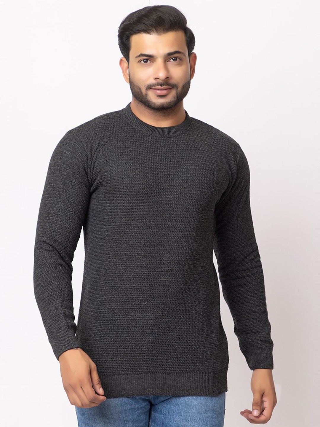 

LO G LO Men Round Neck Pullover, Grey