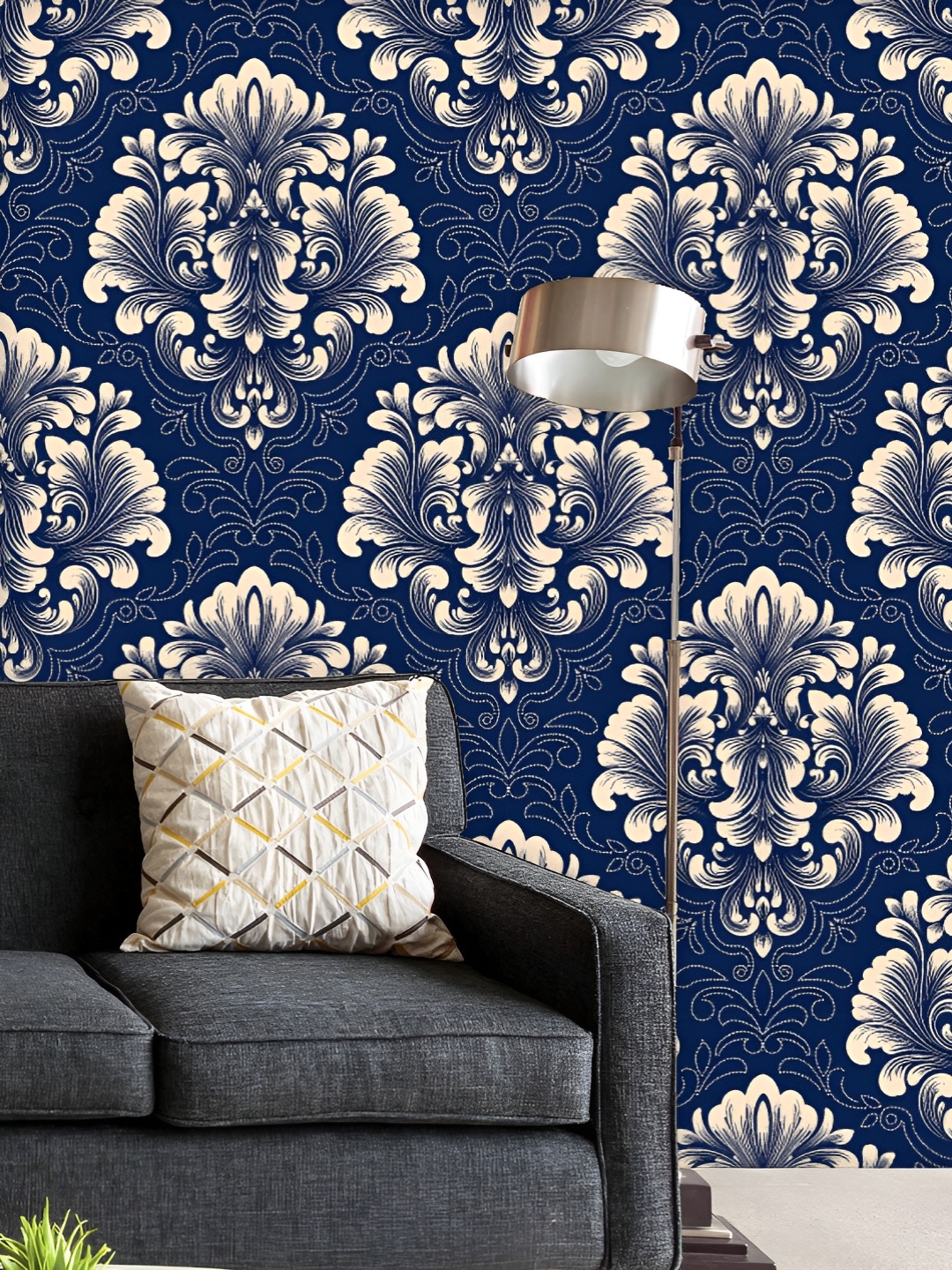 

ArtzFolio Printed UV-Resistant Anti-Bacterial Luxury Damask Pattern Peel & Stick Wallpaper, Multi