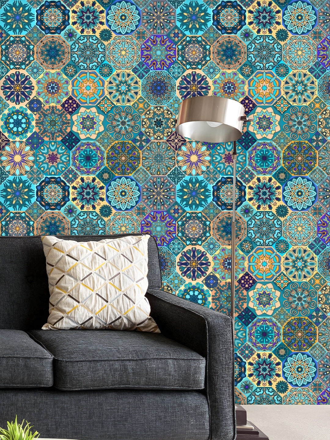 

ArtzFolio Printed UV-Resistant Anti-Bacterial Vintage Floral & Mandala Peel & Stick Wallpaper, Multi