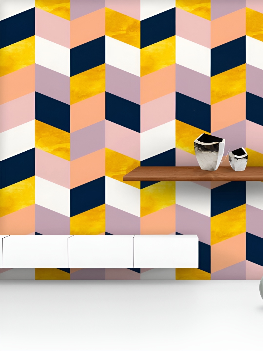 

ArtzFolio Printed UV-Resistant Anti-Bacterial Geometric Pattern Peel & Stick Wallpaper, Multi