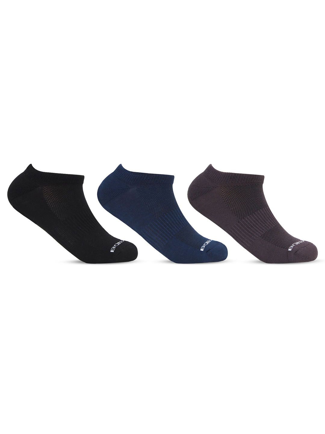 

Bonjour Men Pack Of 3 Ankle-Length Sports Socks, Black