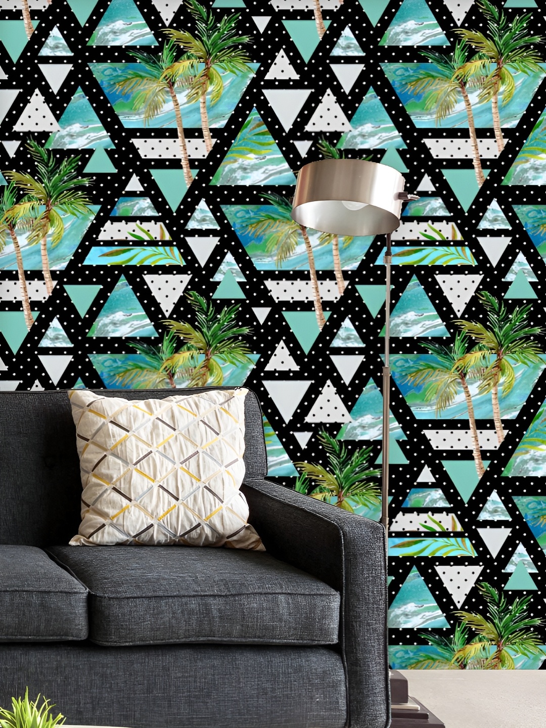 

ArtzFolio Printed UV-Resistant Anti-Bacterial Summer Watercolor Triangles Peel & Stick Wallpaper, Multi