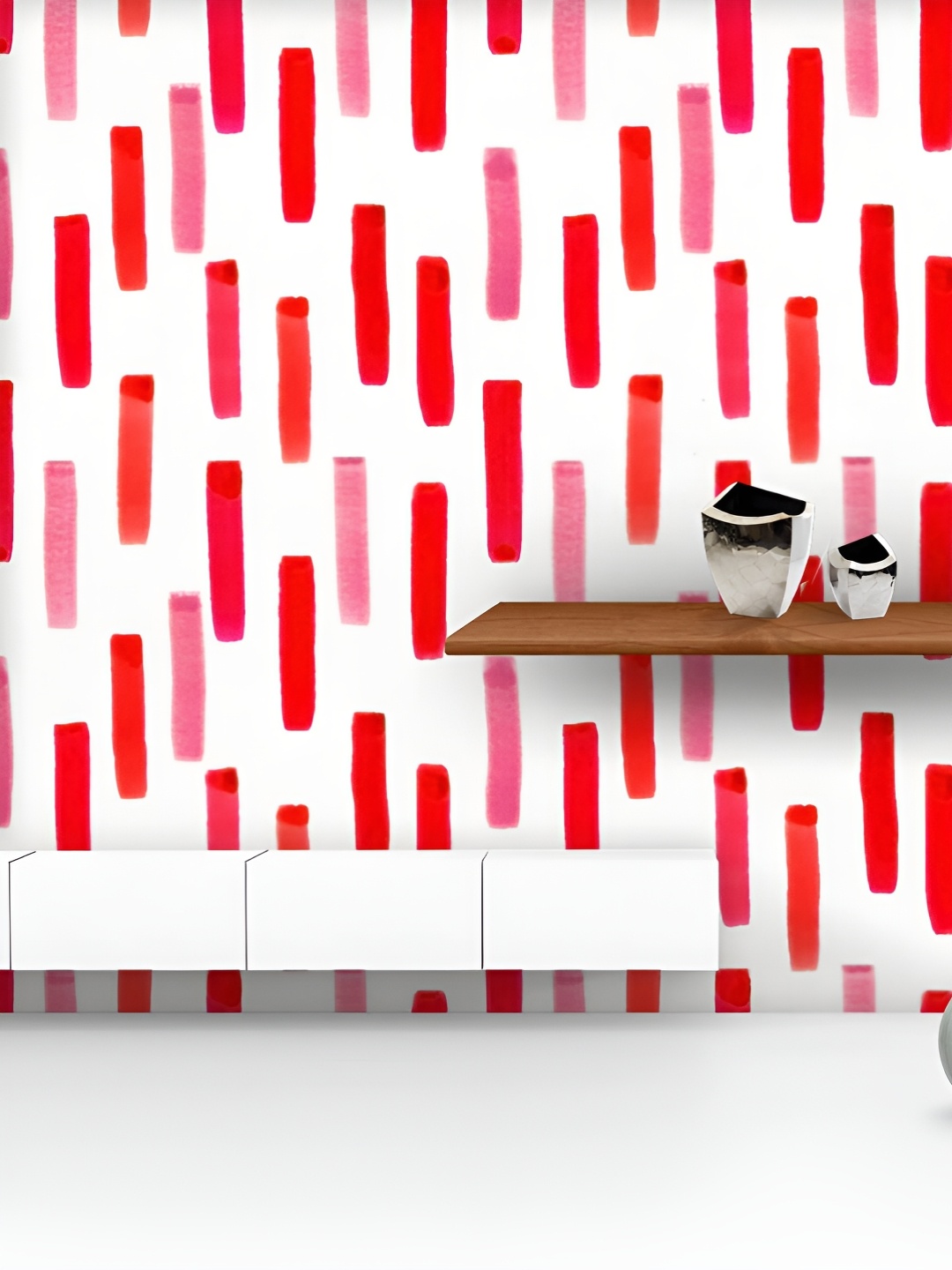 

ArtzFolio Printed UV-Resistant Anti-Bacterial Watercolor Red Lines Peel & Stick Wallpaper, Multi