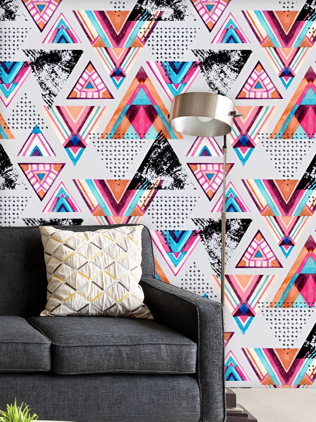 

ArtzFolio Printed UV-Resistant Anti-Bacterial Abstract Watercolor Triangles Peel & Stick Wallpaper, Multi