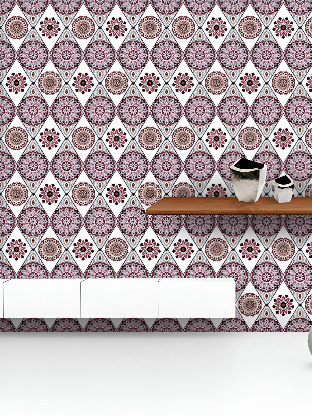 

ArtzFolio White & Red Printed UV Resistant Wallpaper