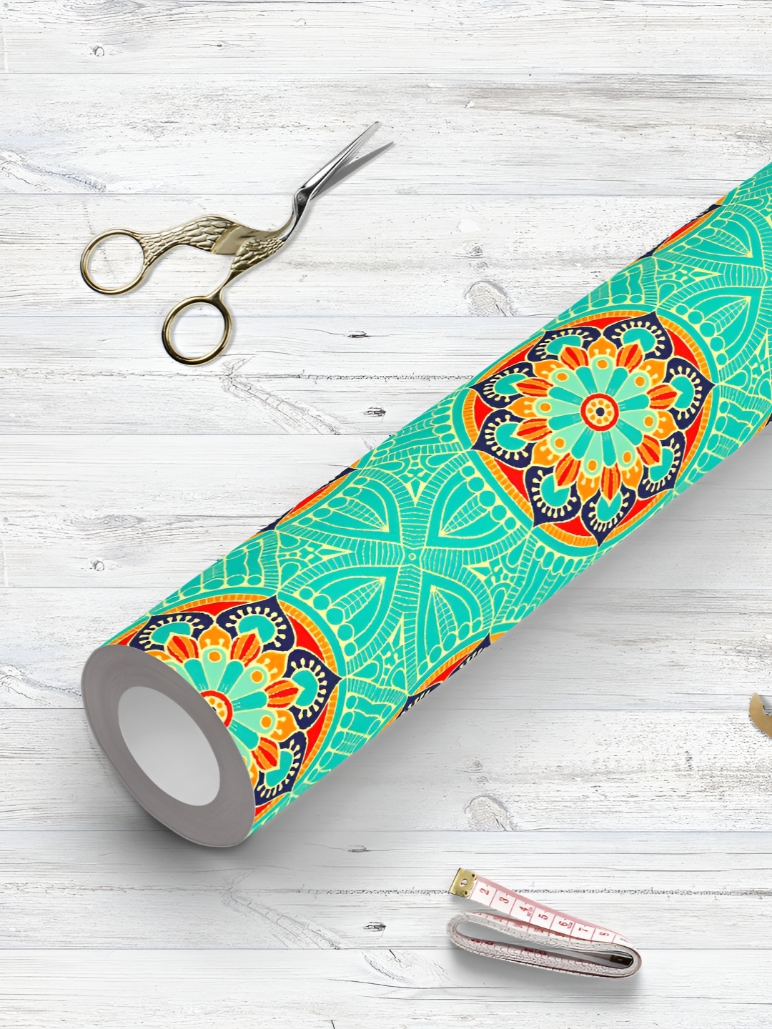 

ArtzFolio Green & Navy- Blue Printed UV Resistant Wallpaper