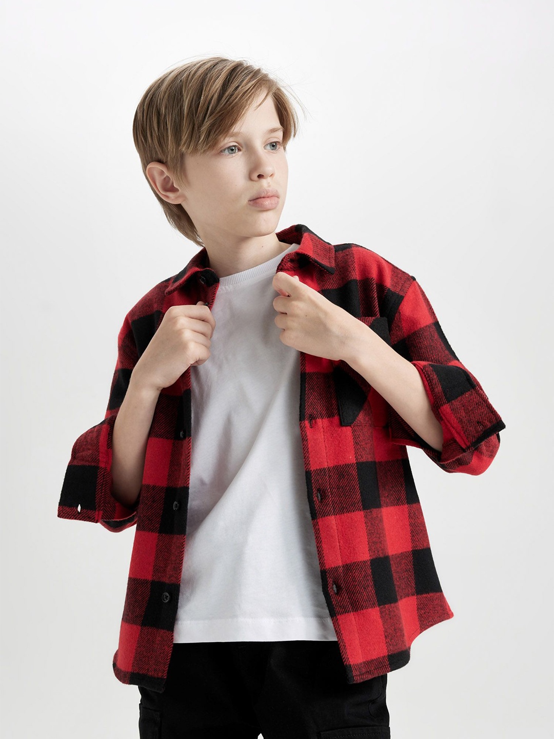 

DeFacto Boys Buffalo Checks Opaque Checked Casual Shirt, Na