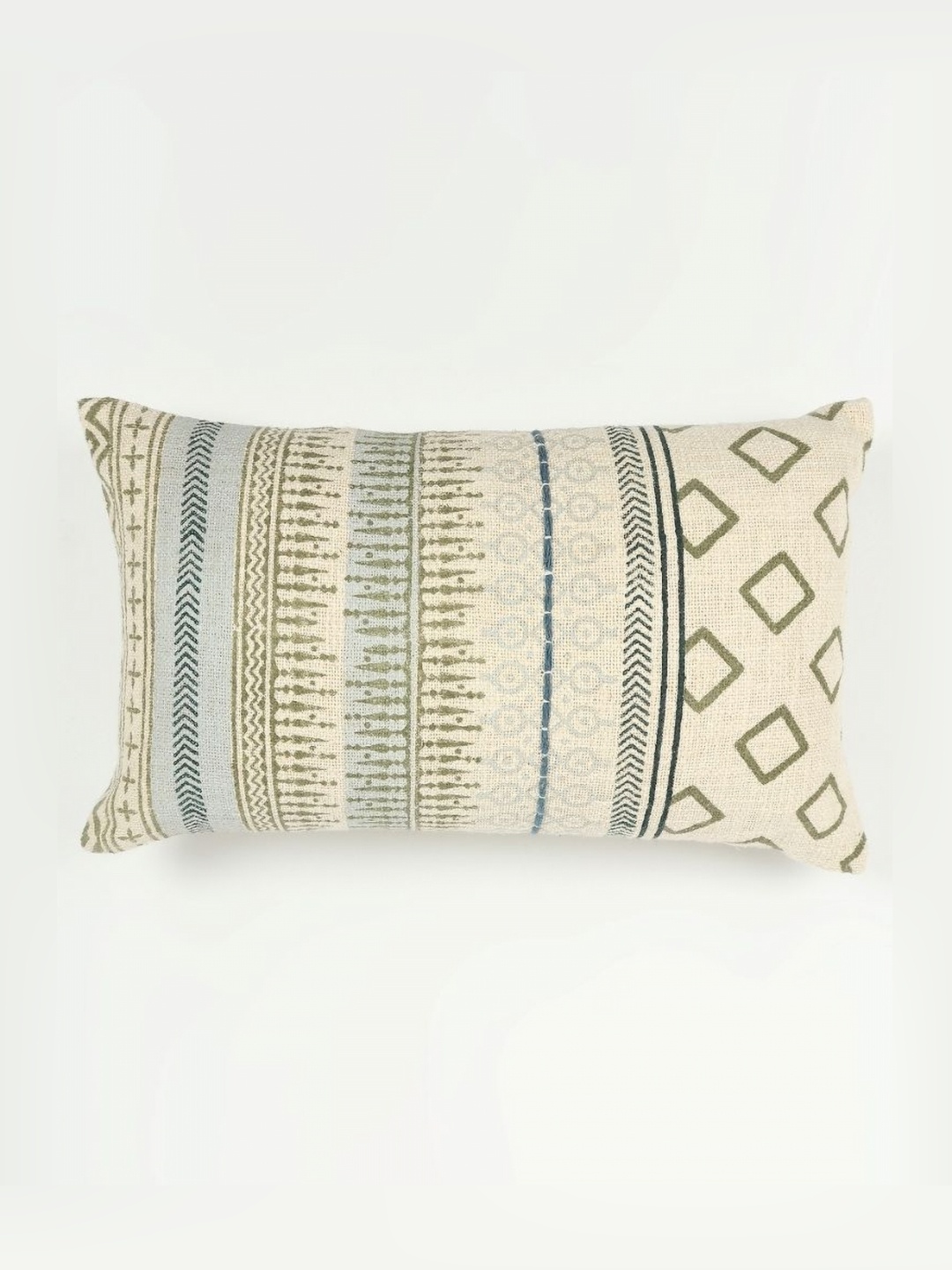 

Art Avenue White & Green Geometric Cotton Rectangle Cushion Covers