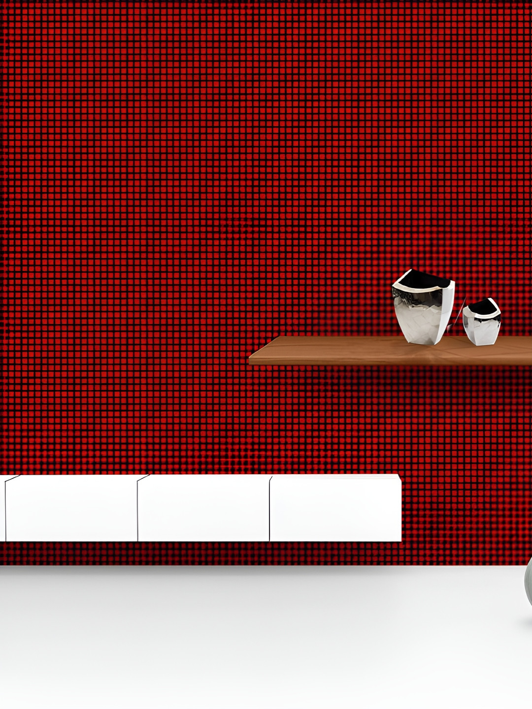 

ArtzFolio Printed UV-Resistant Anti-Bacterial Red Black Lumberjack Plaid Peel & Stick Wallpaper, Multi