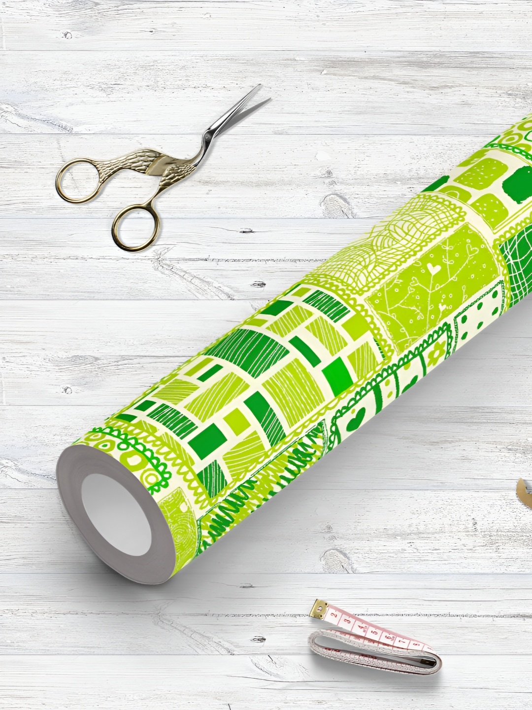 

ArtzFolio Green & White Printed UV Resistant Wallpaper