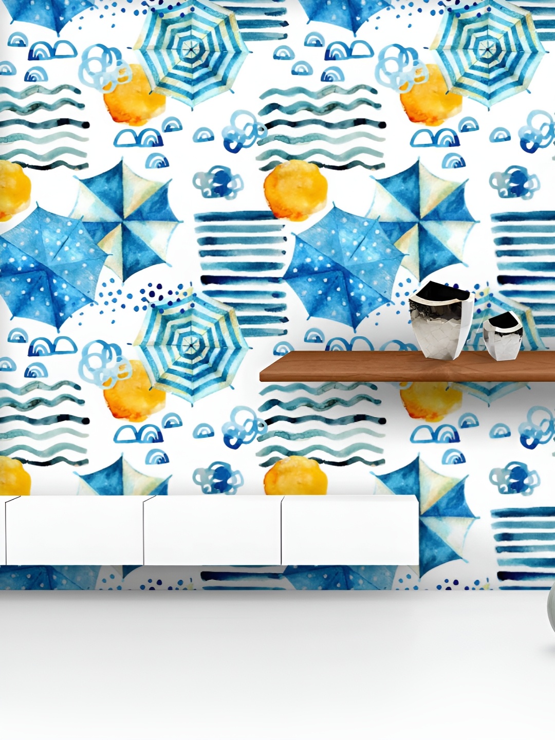 

ArtzFolio Printed UV-Resistant Anti-Bacterial Watercolor Minimal Beach Peel & Stick Wallpaper, Multi