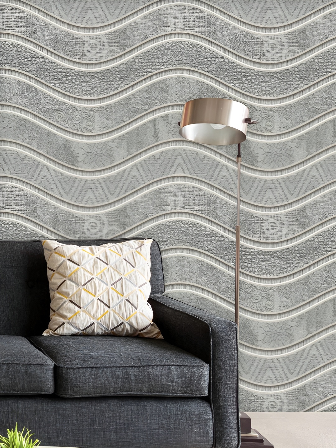 

ArtzFolio Printed UV-Resistant Anti-Bacterial Waves Pattern Peel & Stick Wallpaper, Multi