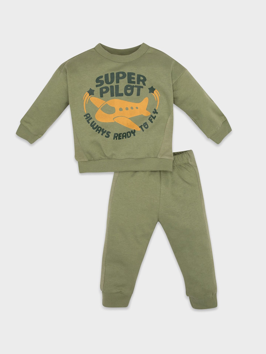 

DeFacto Boys Printed Round Neck Long Sleeves Sweatshirt With Jogger, Green