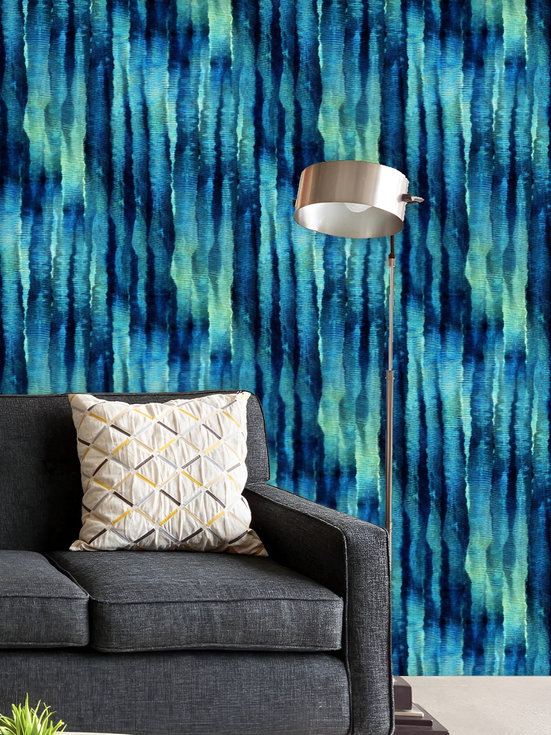 

ArtzFolio Printed UV-Resistant Anti-Bacterial Shibori Ikat Batik Art Peel & Stick Wallpaper, Multi